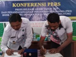 Akhir Tahun 2024, BNNK dan Pokja Wartawan Belitung Tandatangani MoU